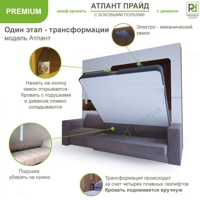 Шкаф-кровать Атлант Прайд - "Premium" двуспальная
