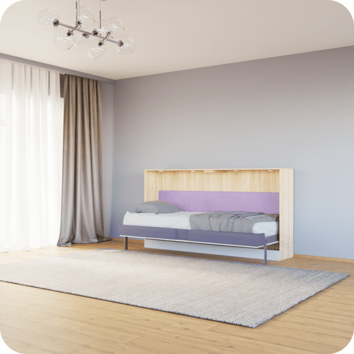 Сингл - Comfort Шкаф-кровать односпальная для детской комнаты горизонтальная без полок